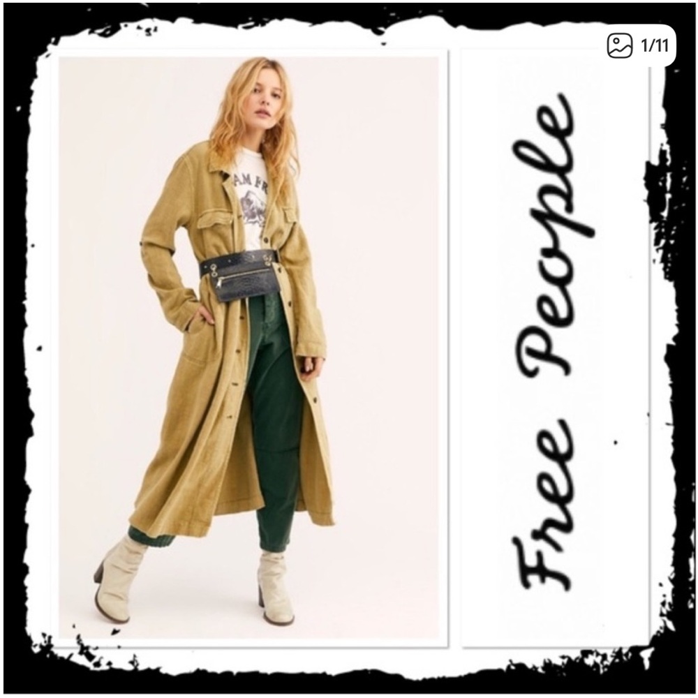 Free People Rainz Linen Blend Longline Maxi Duster Jacket In Atlantic Wash Blue - Picture 3 of 11